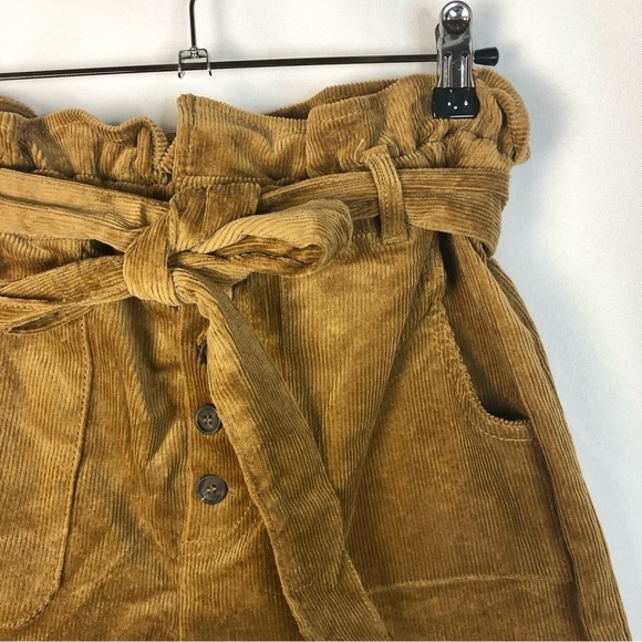 Love Tree Brown Corduroy High Rise Paperbag Shorts M - Picture 4 of 4